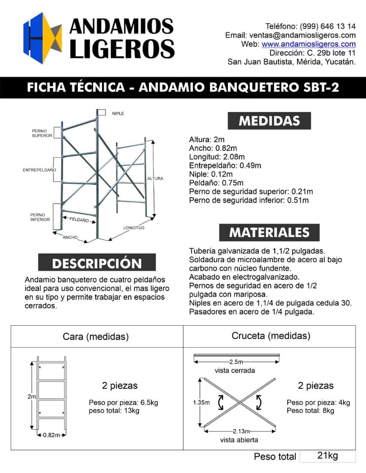 Galería Andamio Ligero Banquetero Galvanizado